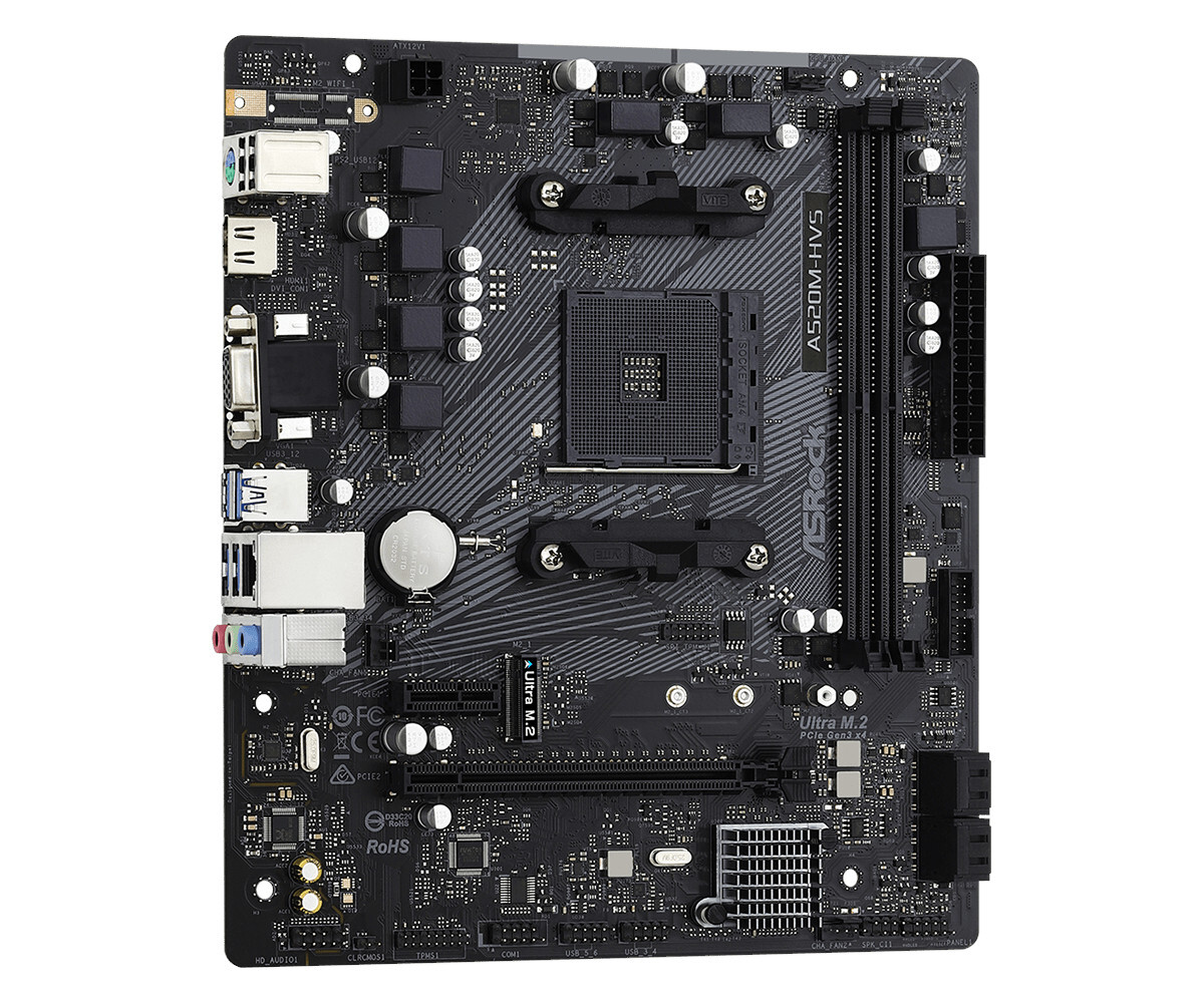 Материнская плата ASRock AM4 AMD A520 A520M-HVS