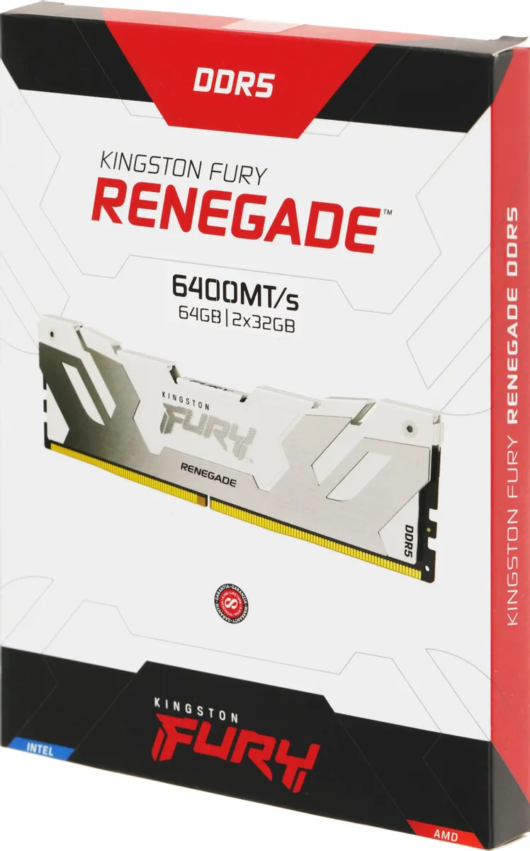 Оперативная память Kingston FURY Renegade Silver/White XMP 64GB 6400MT/s DDR5 CL32, KF564C32RWK2-64, RTL