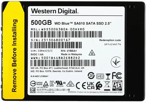 Внутренний твердотельный накопитель Western Digital Blue SA510 500GB