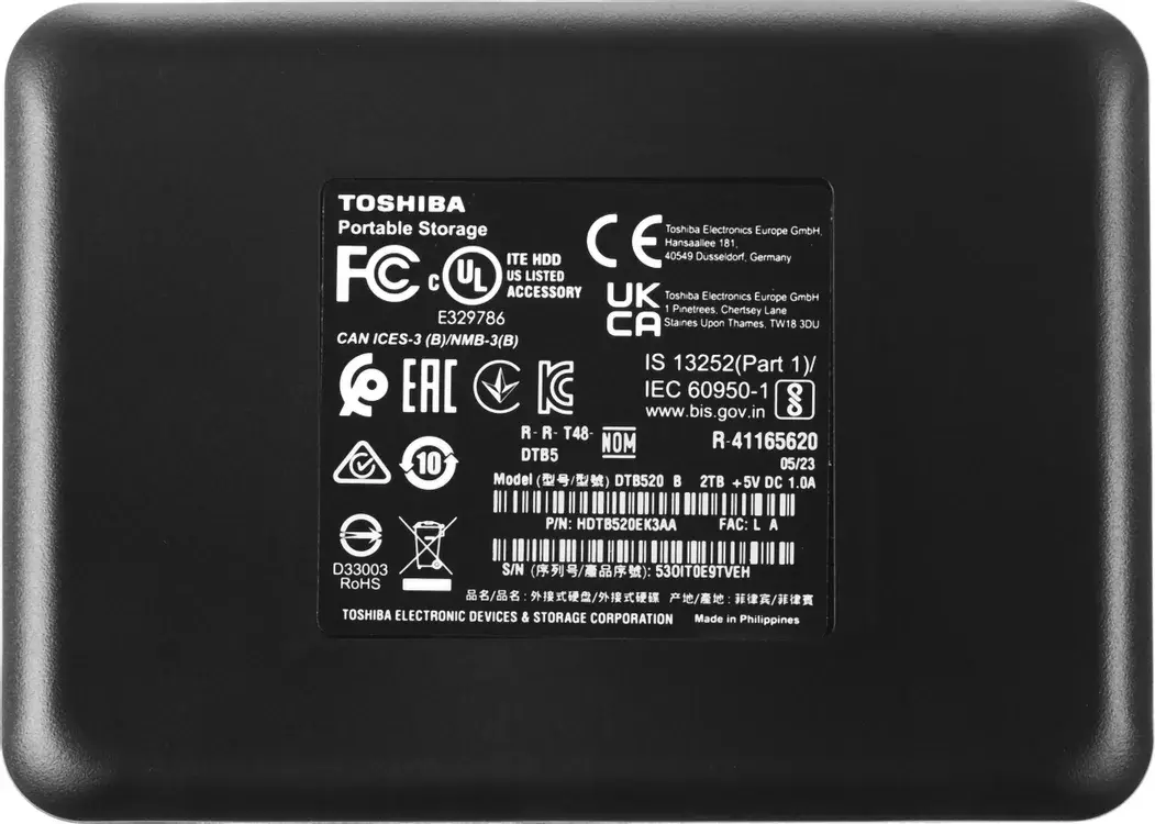 Жесткий диск  TOSHIBA Canvio Basics 2.5 2.5" USB 3.1 2 TB 5.4K USB 3.1