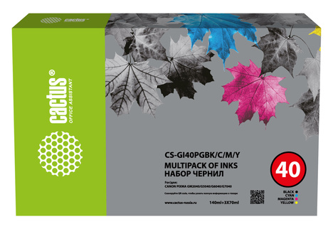 Чернильница голубой, пурпурный, желтый, черный Cactus CS-GI40PGBK/C/M/Y