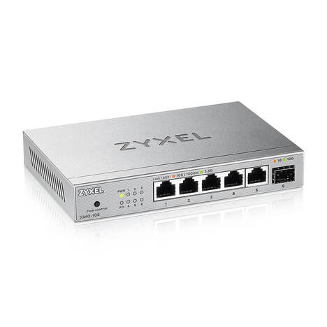 Коммутатор Zyxel XMG-105-ZZ0101F (L2) 5x2.5Гбит/с 1SFP+ неуправляемый