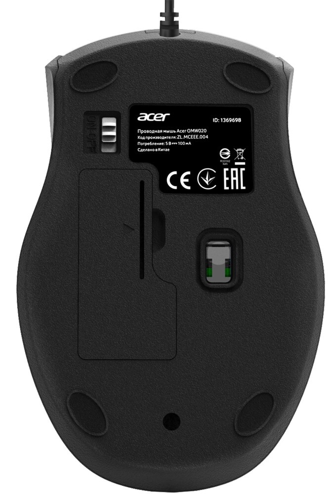 Мышь ACER OMW020 ZL.MCEEE.004, цвет черный