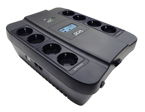 ИБП SPD-1100U LCD, линейно-интерактивный, цифровой дисплей,  1100 ВA, 605 Вт, 4 евророзетки с резервным питанием, 4 евророзетки с фильтрацией, USB,  защита RJ45/RJ11, батарея свинцово-кислотная 12В 9Ач, ШхГхВ 285х232х103мм, 7.8 кг/ UPS SPD-1100U LCD, line-interactive, digital display, 1100 VA, 605 W, 4 Euro sockets with backup power supply, 4 Euro sockets with filtering, USB protection RJ45/RJ11,lead acid battery 12V 9Ач, WxDxH 285х232х103мм, 7.8 kg