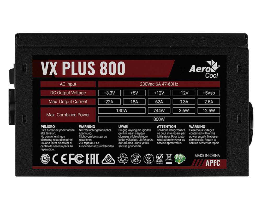 Блок питания Aerocool VX PLUS 800W