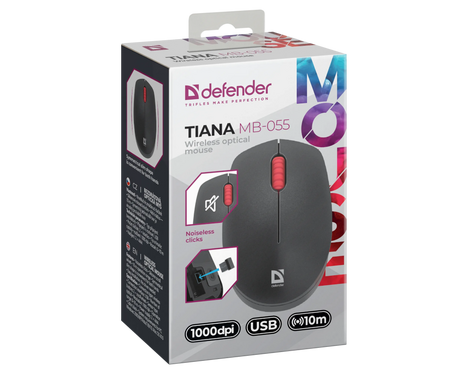 Мышь беспроводная TIANA MB-055 черная 52055 DEFENDER