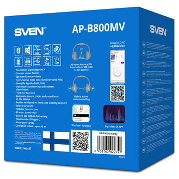 Bluetooth-гарнитура SVEN AP-B800MV, цвет серый