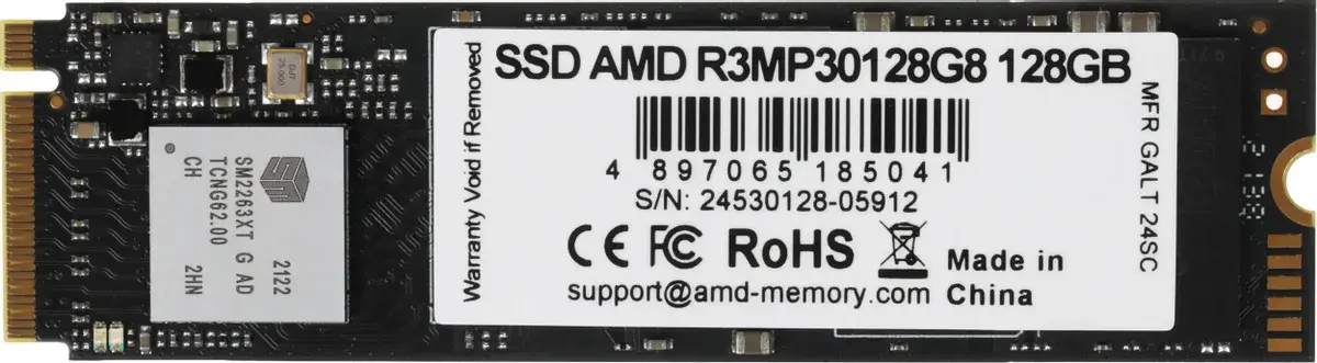 Внутренний твердотельный накопитель AMD M.2 2280, PCIe 3.0 x4, NVMe 128GB R3MP30128G8