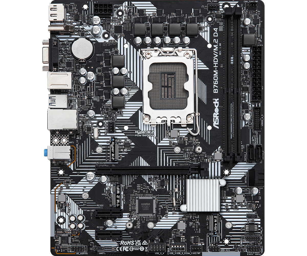 Материнская плата ASRock LGA 1700 Intel B760 B760M-HDV/M.2 D4