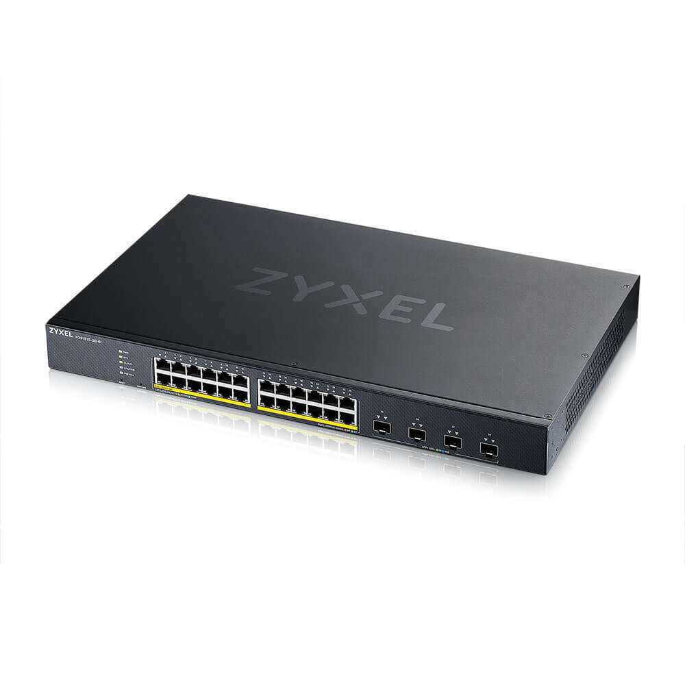 Коммутатор/ XGS1935-28HP, 28 Port Smart Managed PoE Switch, 24x Gigabit PoE and 4x 10G SFP+, hybrid mode, standalone or NebulaFlex Cloud, 375 Watt PoE