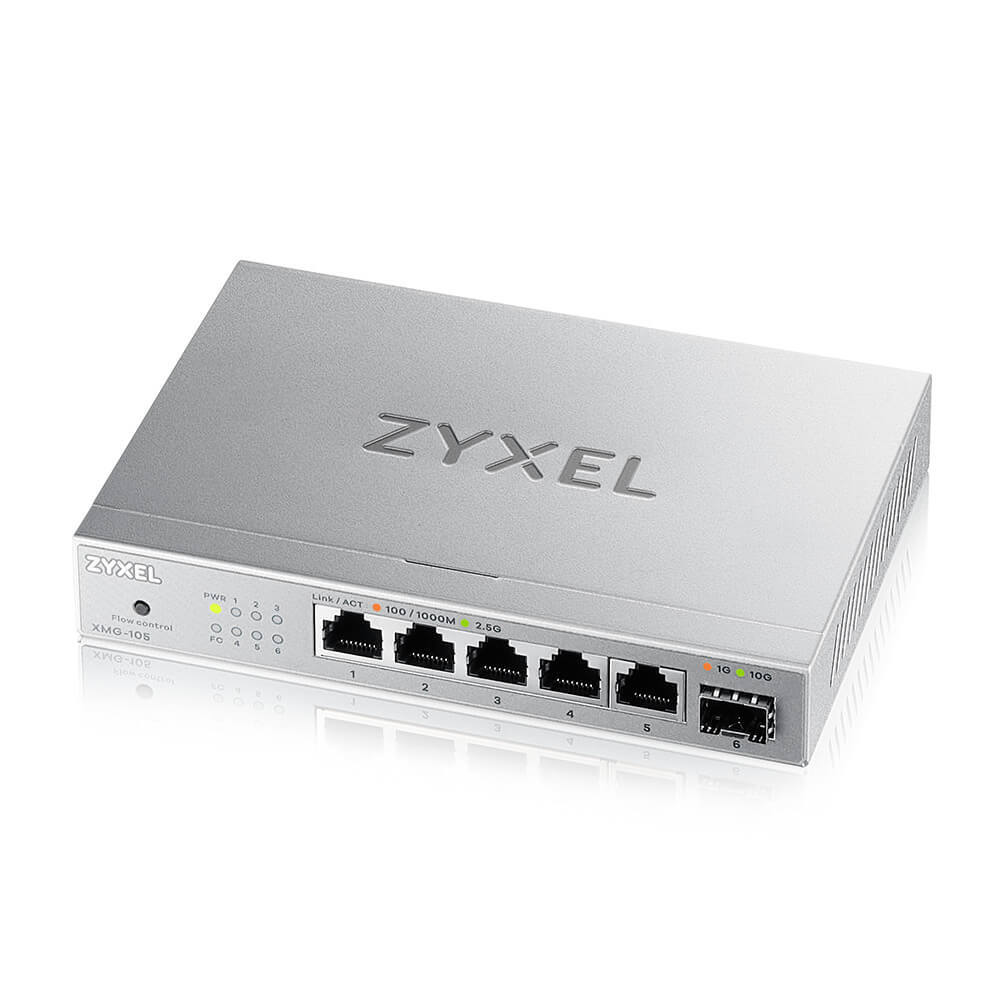 Коммутатор Zyxel XMG-105-ZZ0101F (L2) 5x2.5Гбит/с 1SFP+ неуправляемый