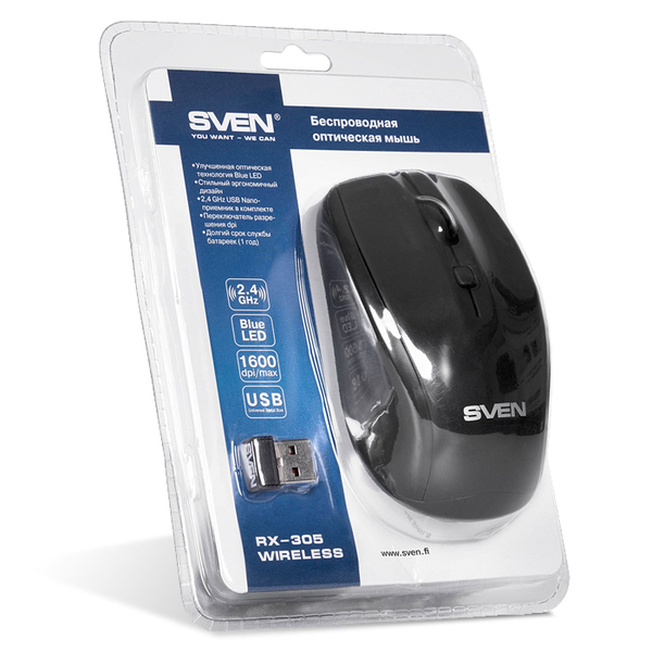 

Беспроводная мышь SVEN RX-305 Wireless черная