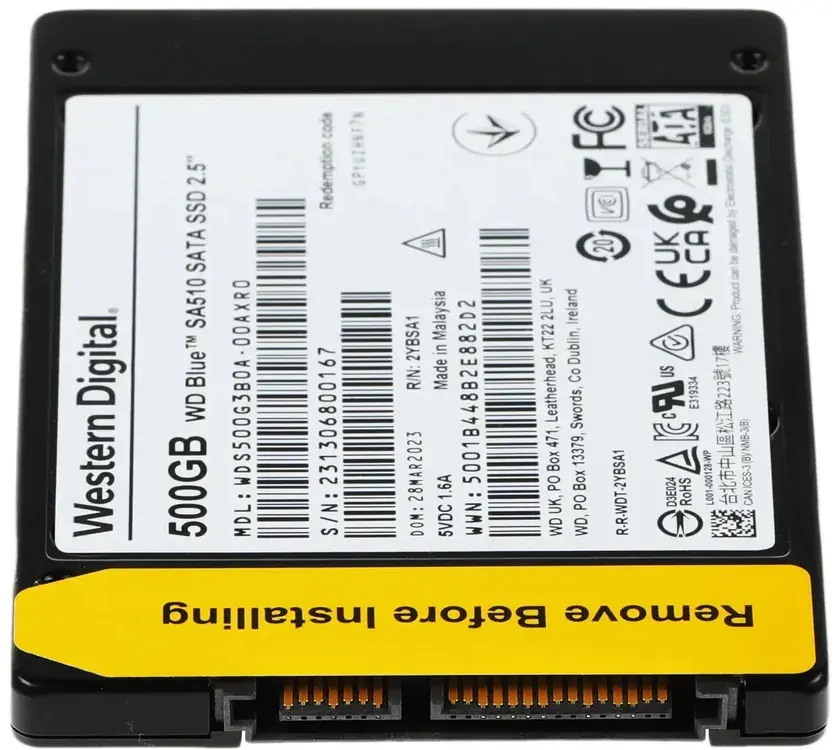 Внутренний твердотельный накопитель Western Digital Blue SA510 500GB