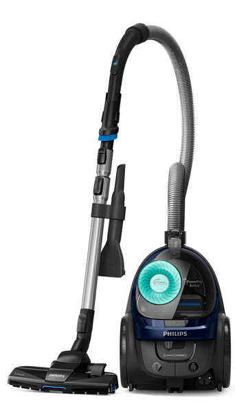 

Пылесос PHILIPS PowerPro Active FC9573/01, 1900Вт, черный/синий