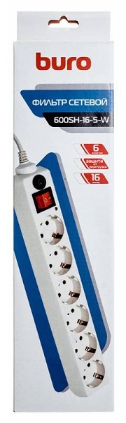 Сетевой фильтр Buro Сетевой фильтр 600SH-16-5-W