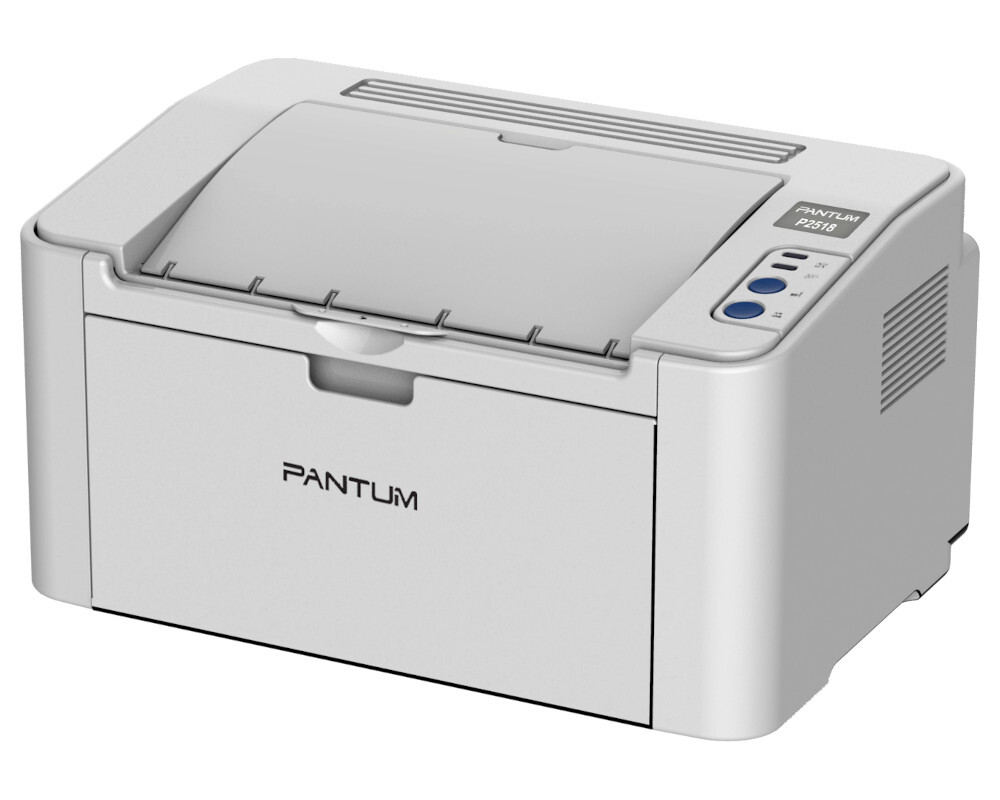 Pantum P2518, Printer, Mono laser, А4, 22 ppm (max 15000 p/mon), 500 MHz, 600x600 dpi, 32 MB RAM, paper tray 150 pages, USB, start. cartridge 1600 pages (white)