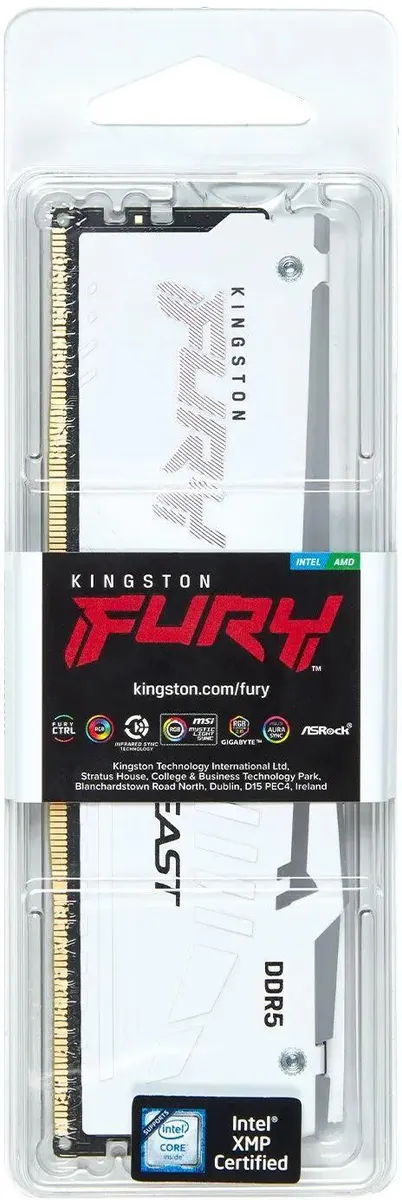 Оперативная память Kingston FURY Beast White RGB XMP 16GB 5600MT/s DDR5 CL40, KF556C40BWA-16, RTL