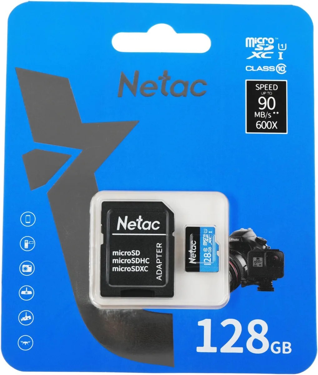 Карта памяти Netac MicroSDXC P500 Standard 128GB
