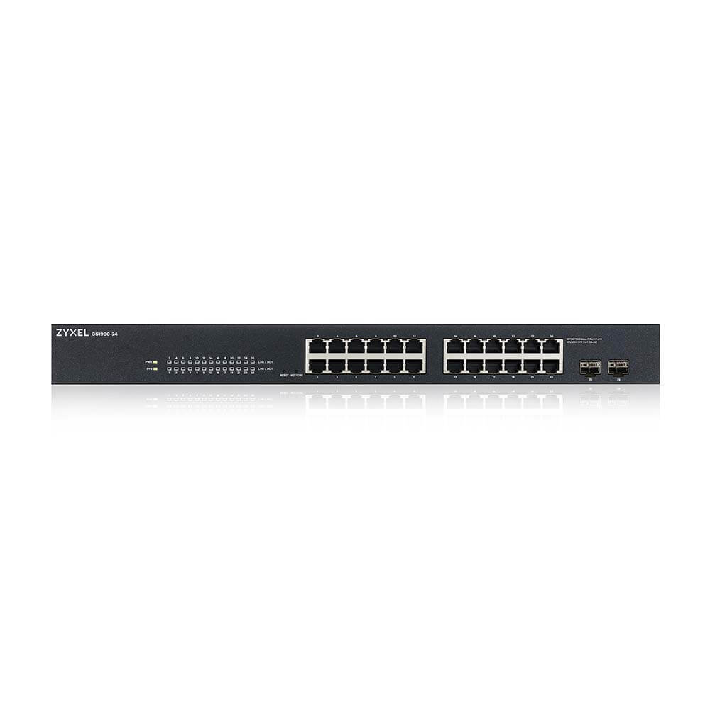 Smart L2 коммутатор Zyxel GS1900-24, rack 19", 24xGE, 2xSFP, бесшумный