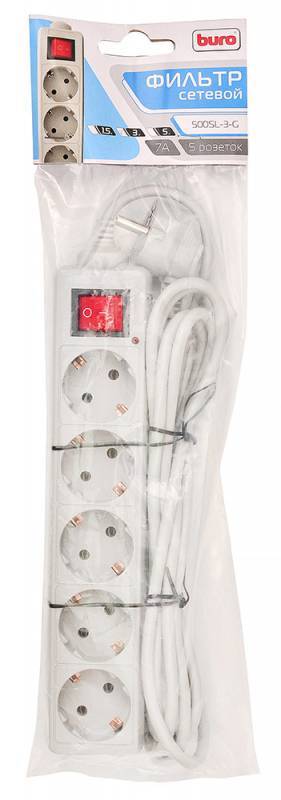 Сетевой фильтр Buro Сетевой фильтр 500SL-3-G