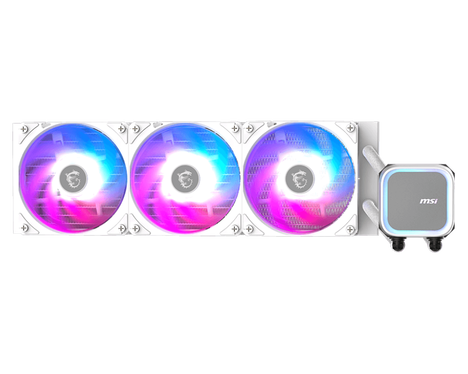 Жидкостная система охлаждения MSI MAG CORELIQUID A13 360 White 3 x ARGB Gen2 Fan, ARGB Gen2 Block, Color Box, LGA1700, 1851, AM5