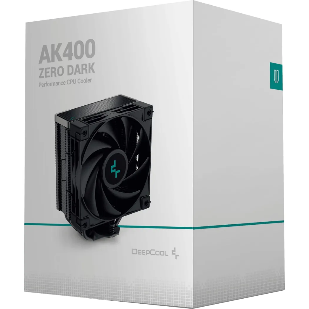Вентилятор Deepcool AK400 ZERO DARK (Height 155mm, 6mm x 4pcs, Fan 120mm, 500;1850RPM ±10%, < 29 dB(A), 4-pin PWM, TDP 220W, Al+Cu, Screw, Socket AMD AM5/AM4, Intel LGA1700/1200/115x) (727804)