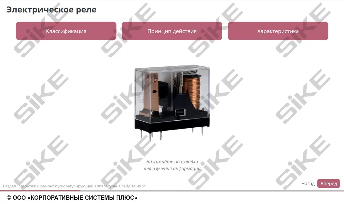 Sike. Электронный курс «Электромонтер по ремонту и обслуживанию электрооборудования: Профессиональный модуль. Монтаж и ремонт пускорегулирующей аппаратуры и кабельных линий»