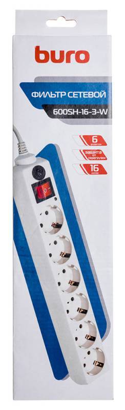 Сетевой фильтр Buro Сетевой фильтр 600SH-16-3-W