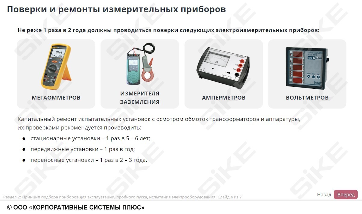 Sike. Электронный курс «Электромонтер по ремонту и обслуживанию электрооборудования: Профессиональный модуль. Организация и технология проверки различных видов электрооборудования»