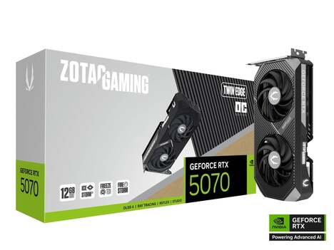 Видеокарта Zotac PCI-E 4.0 RTX 5070 TWIN EDGE OC NVIDIA GeForce RTX 5070 12Gb 192bit GDDR7 2542/28000 HDMIx1 DPx3 HDCP Ret