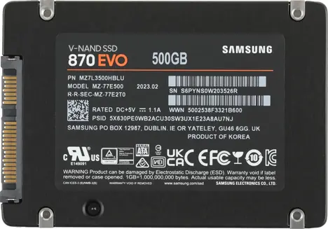 Внутренний твердотельный накопитель Samsung 870 EVO 500GB