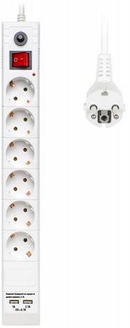 Сетевой фильтр Buro Сетевой фильтр BU-SP1.8_USB_2A-W