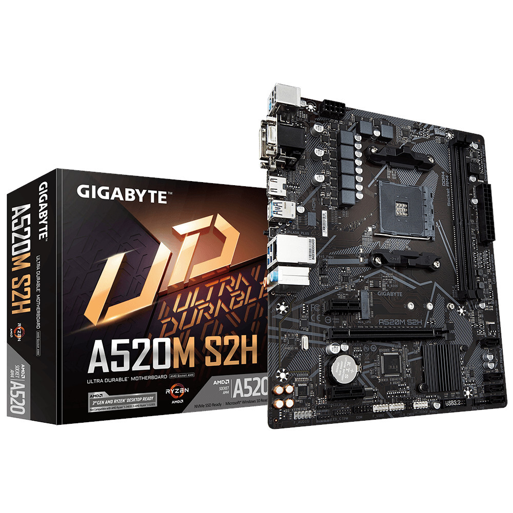 Материнская плата Gigabyte AM4 AMD A520 A520M S2H