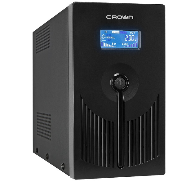 

UPS CROWN 1200VA / 720W, metal, 2x12V / 9AH, 8 * IEC sockets + 1*IEC С13 bybass, AVR 140-290V, 1.8m cable, and RJ11 /
