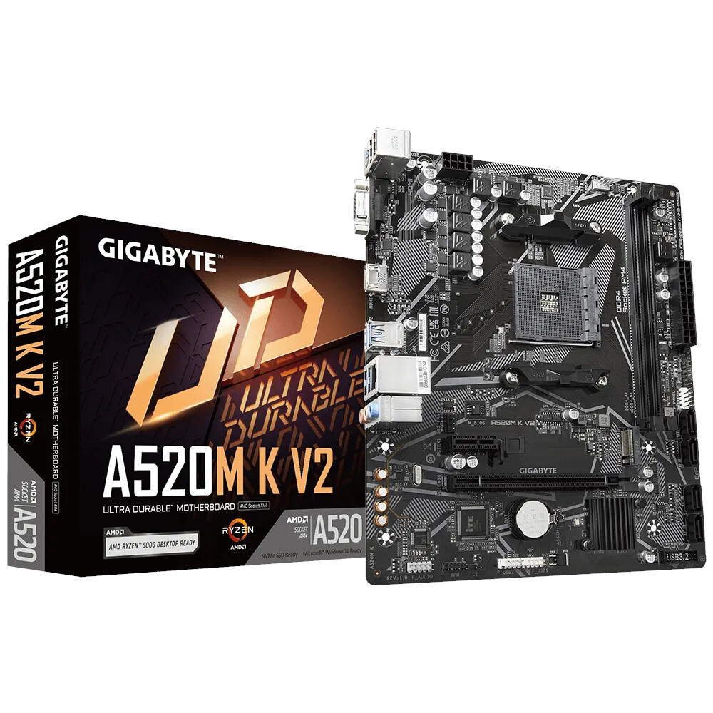 Материнская плата Gigabyte AM4 AMD A520 A520M K V2