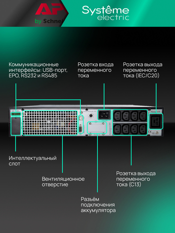 ИБП Systême Electric Smart-Save Online SRT G2 3кВА/3кВт SRTSE3000RTXLIG2-NC