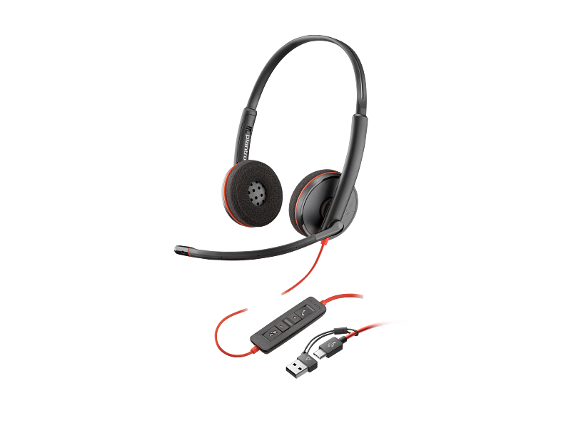 Гарнитура Plantronics Blackwire 3320 3220 Stereo USB-C Headset +USB-C/A Adapter (Bulk) (8X228A6), цвет черный