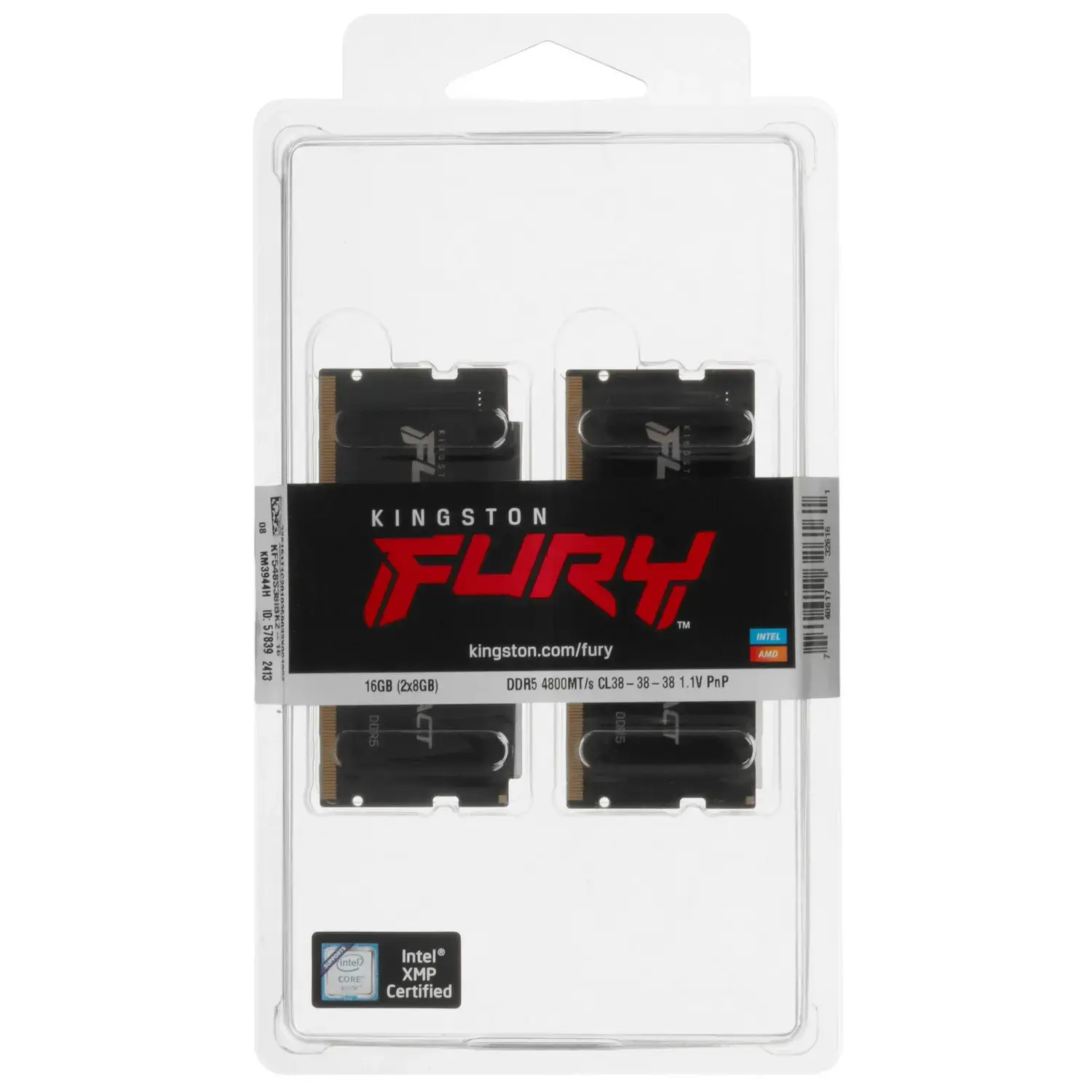 Оперативная память Kingston FURY Impact PnP  16GB 4800MT/s DDR5 CL38, KF548S38IBK2-16, RTL