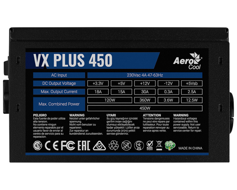 Блок питания Aerocool VX PLUS 450W