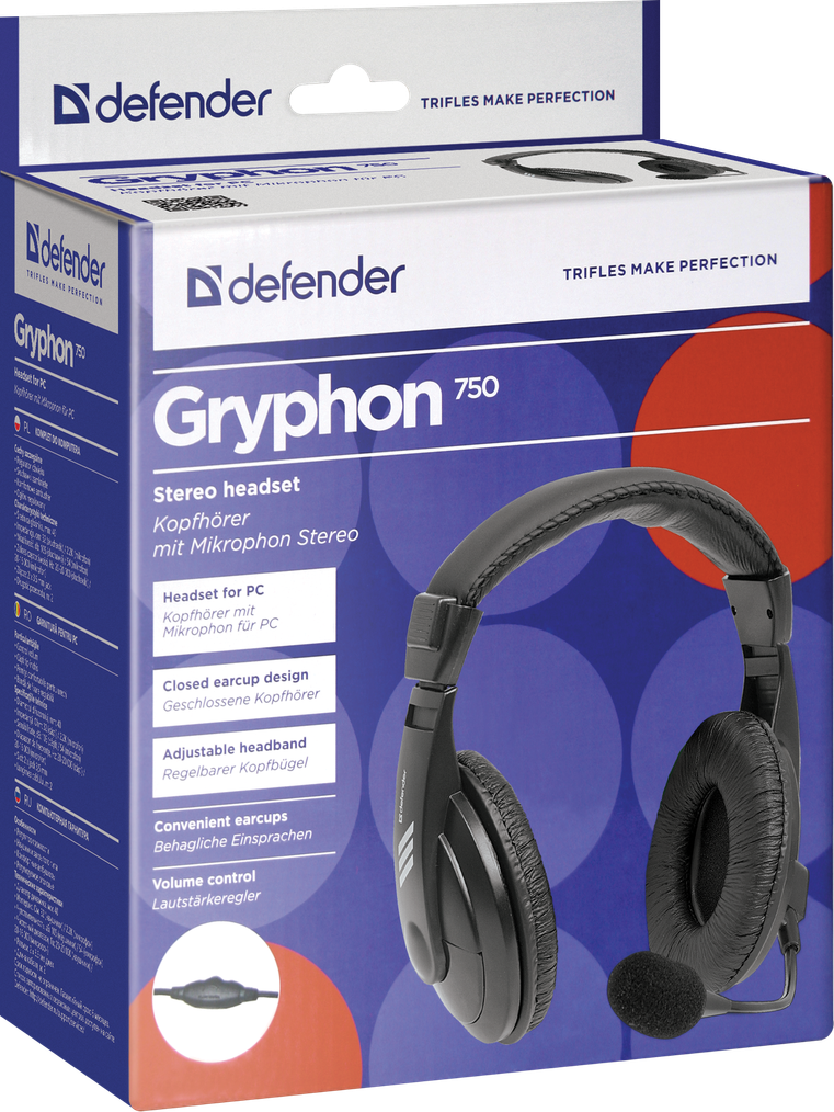 Гарнитура Defender Gryphon 750, цвет черный