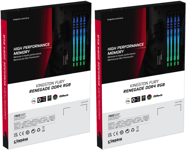 

Kingston 64GB3600MHz DDR4 CL16DIMM (Kit of4)1Gx8 FURYRenegadeRGB