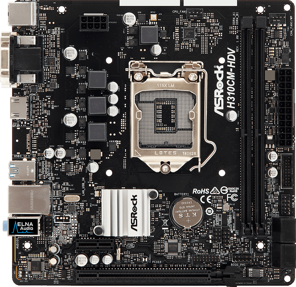 Материнская плата ASRock LGA1151 Intel H310 H310CM-HDV