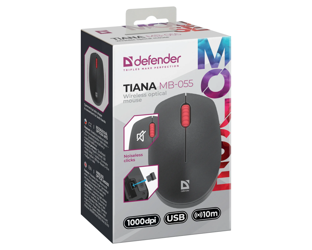 Мышь беспроводная TIANA MB-055 черная 52055 DEFENDER