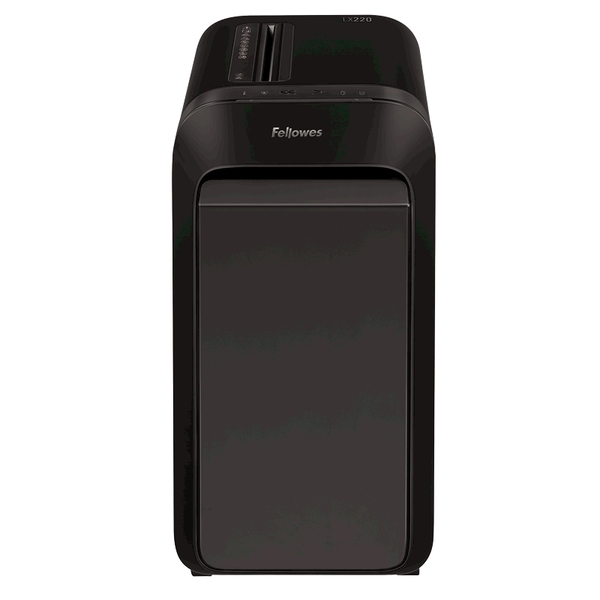 

Шредер Fellowes PowerShred LX220 черный (секр.P-4)/перекрестный/20лист./30лтр./скрепки/скобы/пл.карты