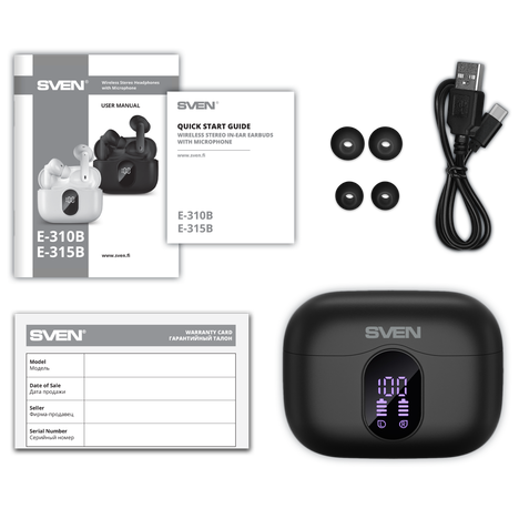 Bluetooth-гарнитура SVEN E 315B, цвет черный