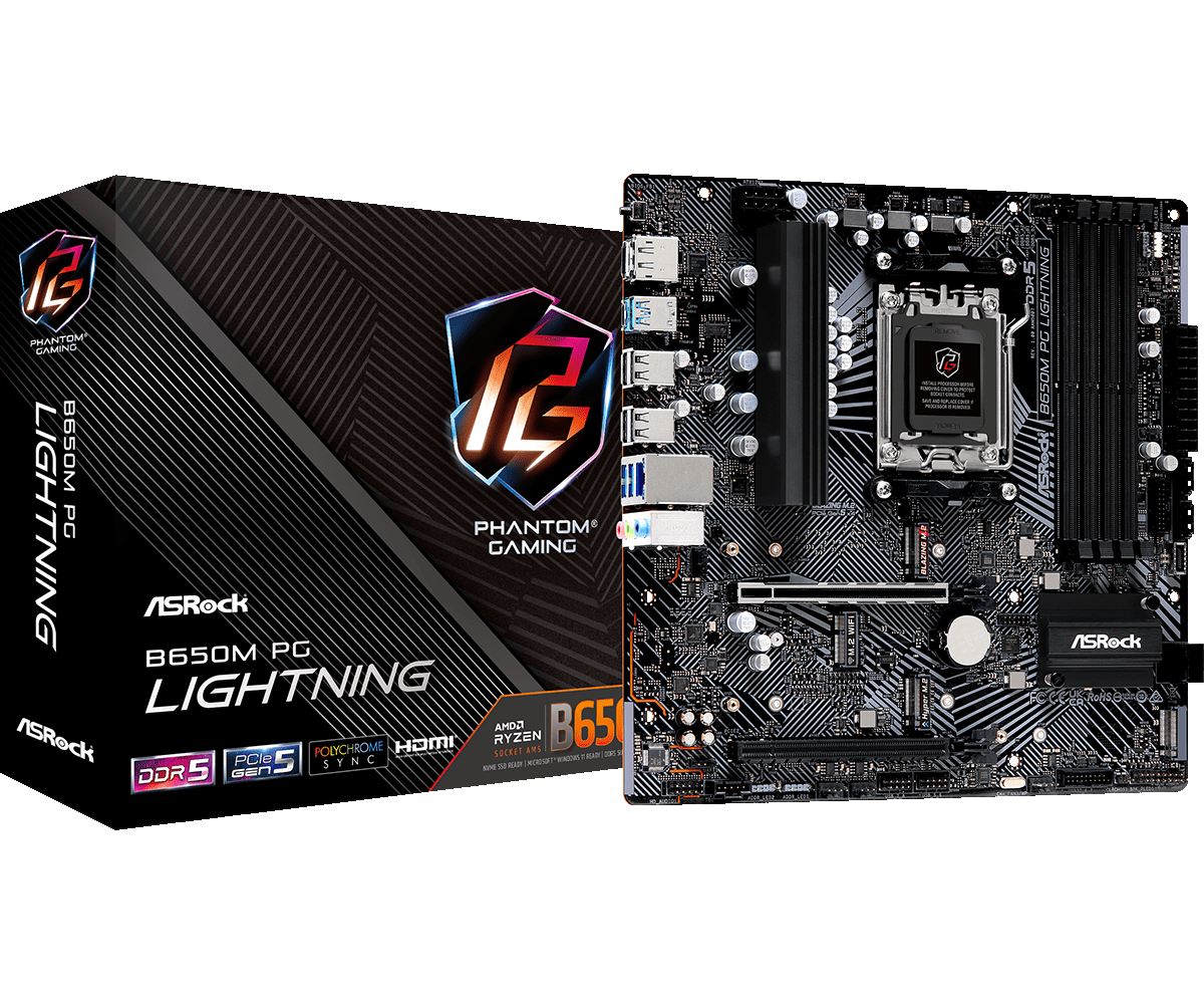 Материнская плата ASRock AM5 AMD B650 B650M PG LIGHTNING
