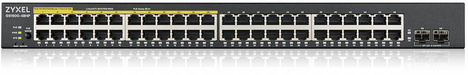 Zyxel GS1900-48HPv2 Smart L2 PoE + switch, rack 19 ", 48xGE (24xPoE +), 2xSFP, PoE budget 170 W
