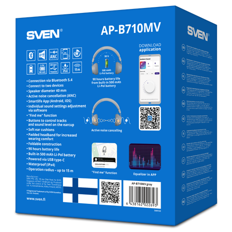 Bluetooth-гарнитура SVEN AP-B710MV, цвет серый