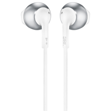 Bluetooth-гарнитура JBL T205BT, цвет белый/серебристый