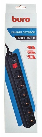 Сетевой фильтр Buro Сетевой фильтр 600SH-16-3-B